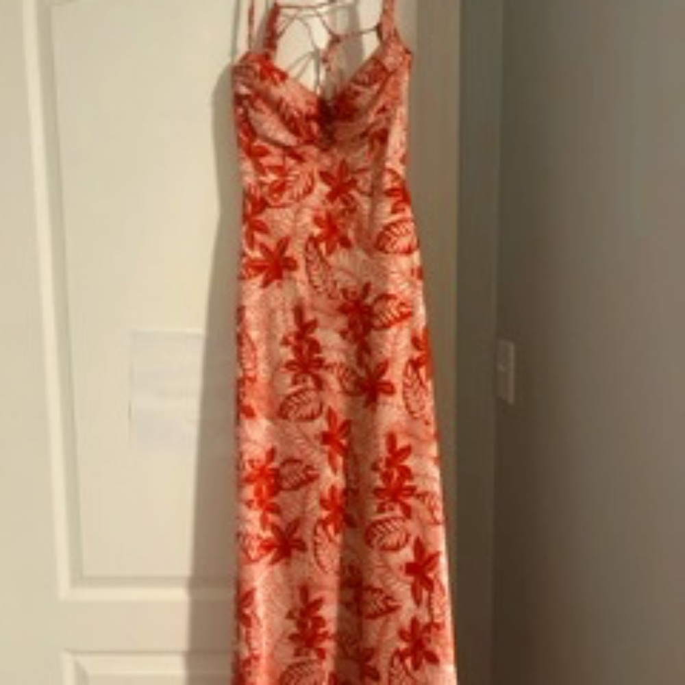 Pink and Red Floral Patterned Dress